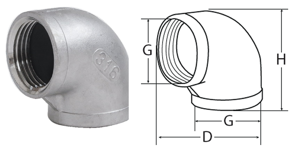 AISI 316 STAINLESS STEEL F.F. ELBOWS AISI 316 STAINLESS STEEL F.F. ELBOWS