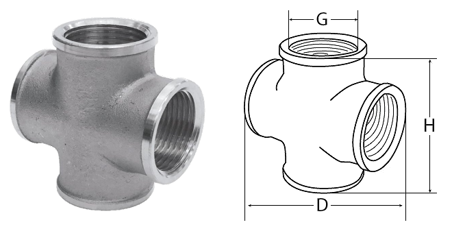 AISI 316 STAINLESS STEEL 4 WAY FITTINGS AISI 316 STAINLESS STEEL 4 WAY FITTINGS