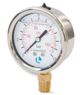 Stainless AISI 316 Steel case, glicerine, radial fitting Pressure Gauge